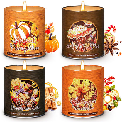 Lanpn Fall Scented Candles Gift Set – 4 Pack 36oz Soy Jar Candles for Autumn & Thanksgiving