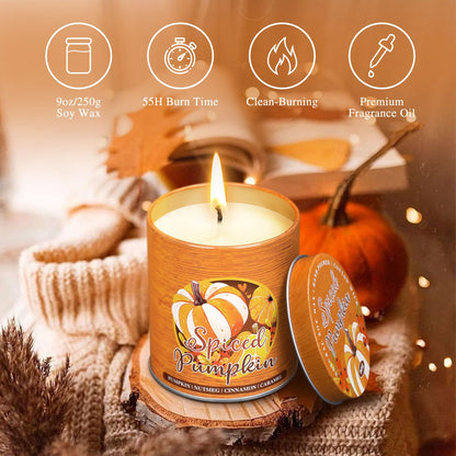 Lanpn Fall Scented Candles Gift Set – 4 Pack 36oz Soy Jar Candles for Autumn & Thanksgiving