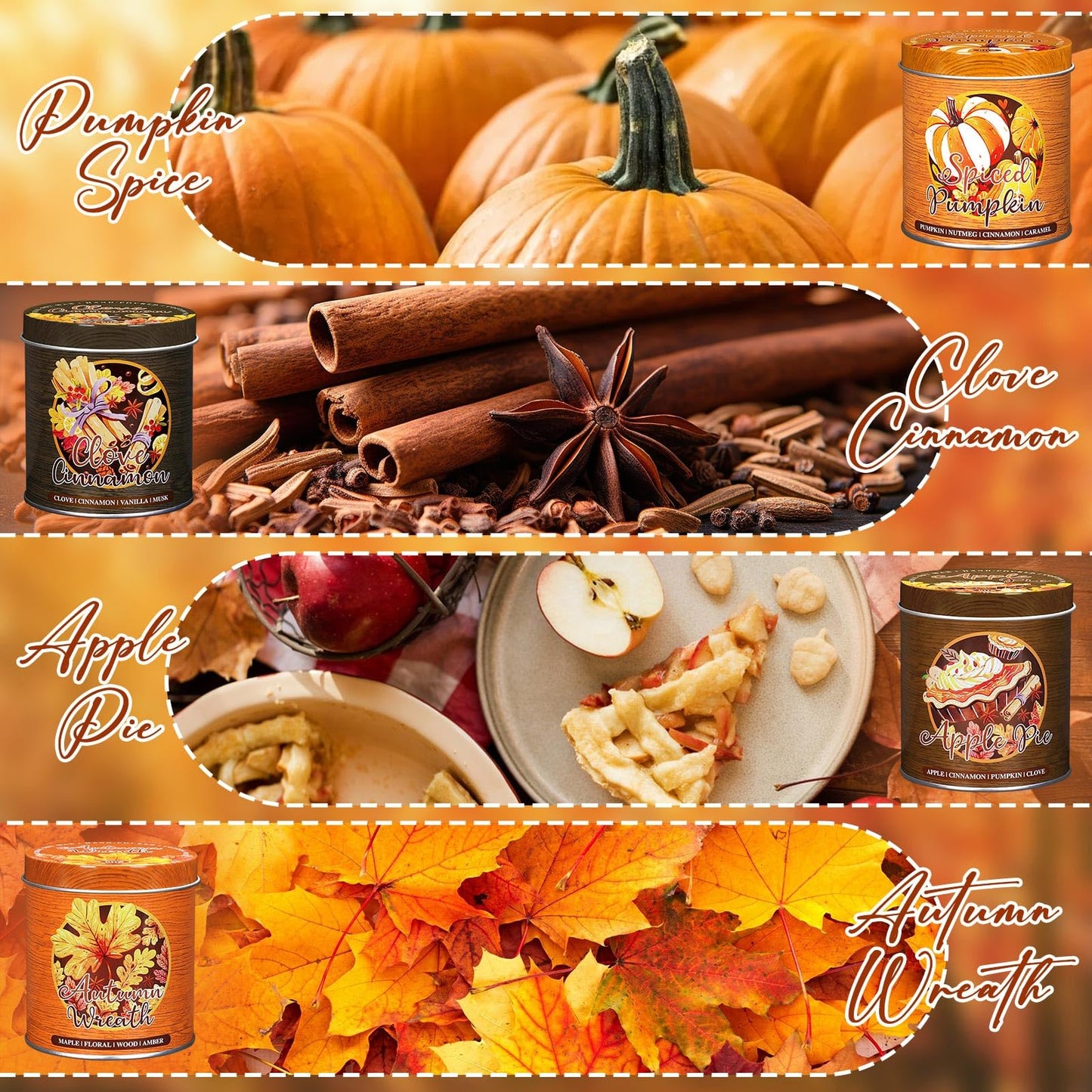 Lanpn Fall Scented Candles Gift Set – 4 Pack 36oz Soy Jar Candles for Autumn & Thanksgiving