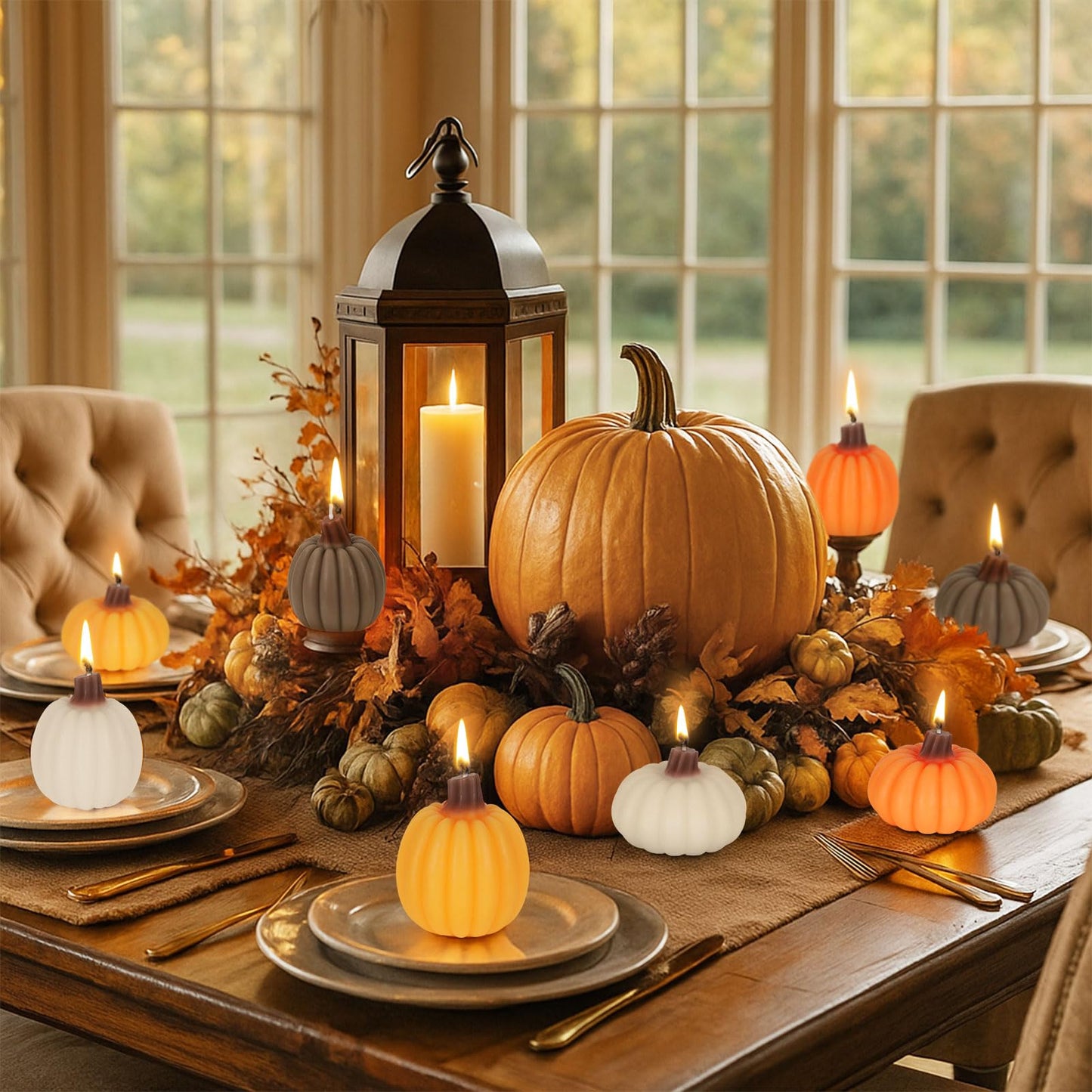 Lanpn 8-Pack Fall Scented Candles Gift Set – Pumpkin Shaped Tealights