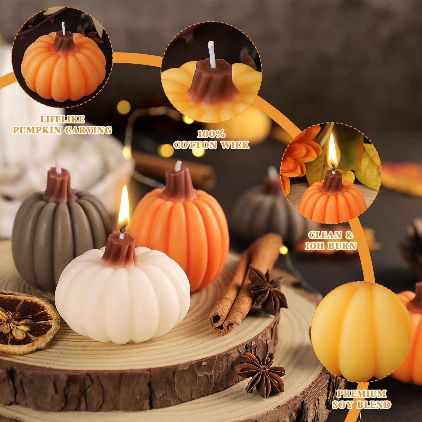 Lanpn 8-Pack Fall Scented Candles Gift Set – Pumpkin Shaped Tealights