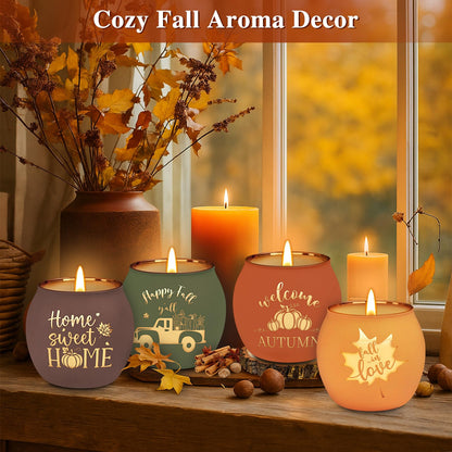 Lanpn Fall Scented Candles Gift Set 4 Pack | 16oz Soy Wax Jars
