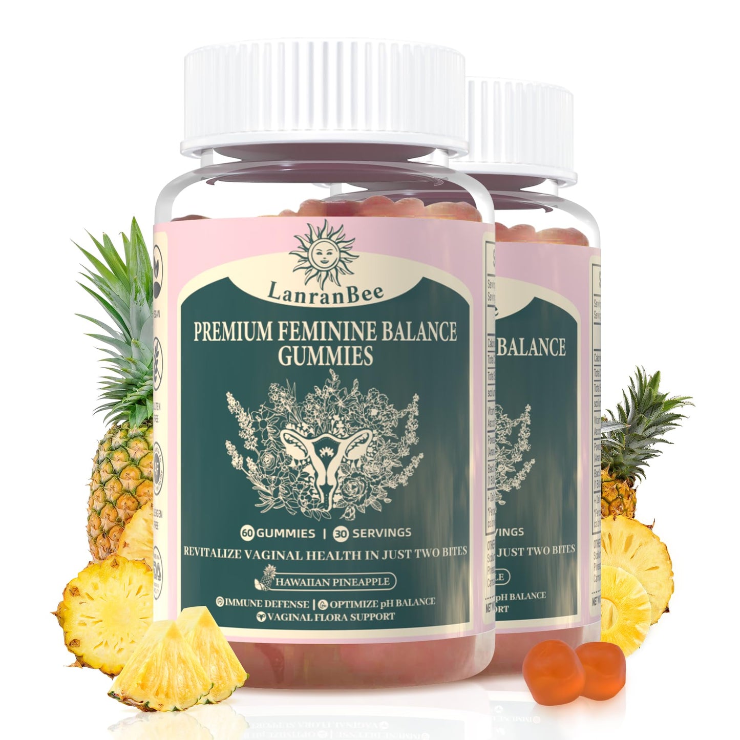 LanranBee Premium Feminine Balance Gummies – Women’s Health, Immune Support, Vegan, Gluten-Free & Halal