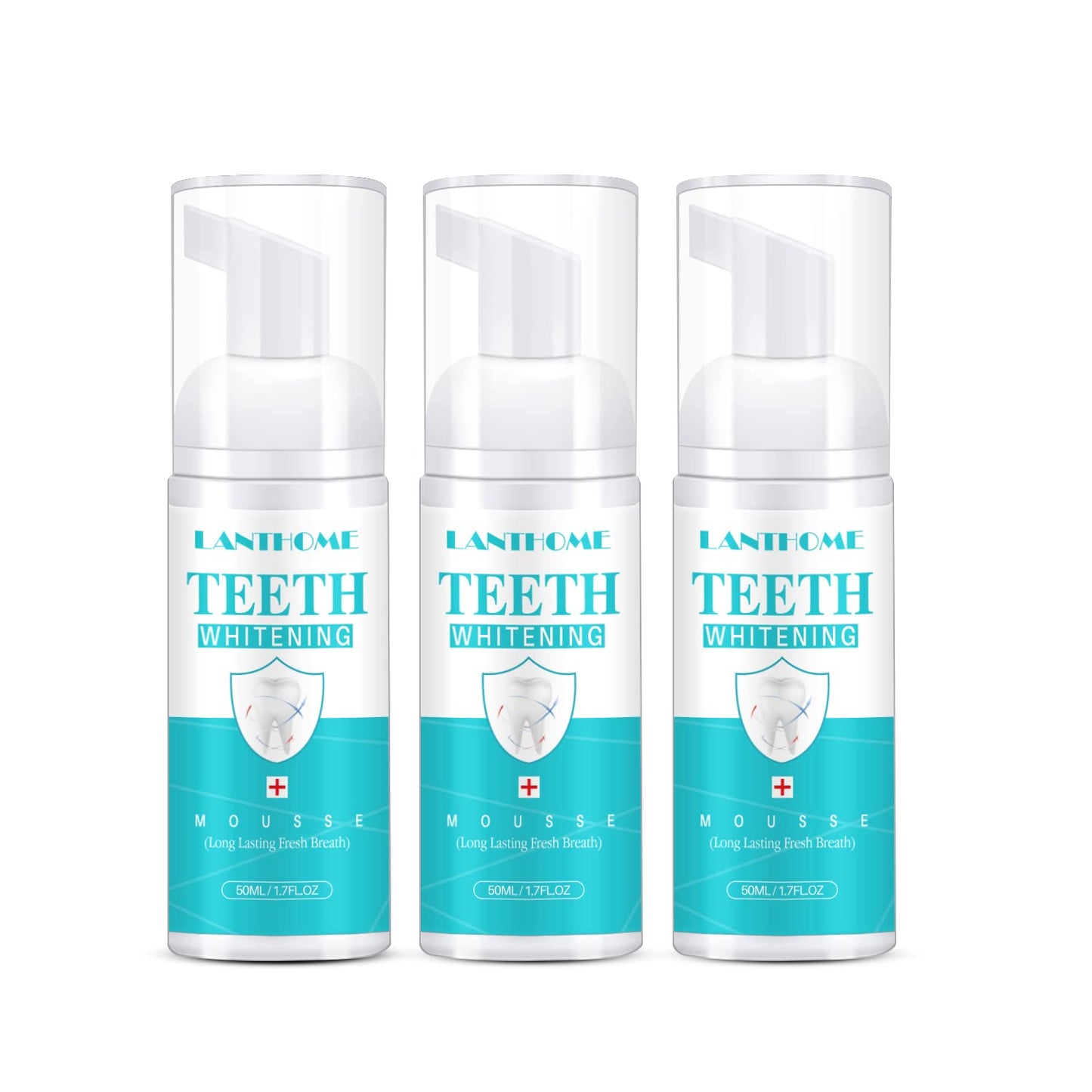 LANTHOME White Foam Teeth Whitening Foam (3PCS) – Easy to Use Tooth Whitener Mousse
