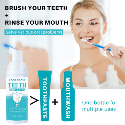 LANTHOME White Foam Teeth Whitening Foam (3PCS) – Easy to Use Tooth Whitener Mousse