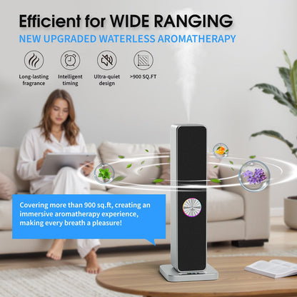 LANTIXIN Waterless Essential Oil Diffuser – Nano Atomization, Ultra-Quiet Plug-In Diffuser for Large Rooms (Silver)