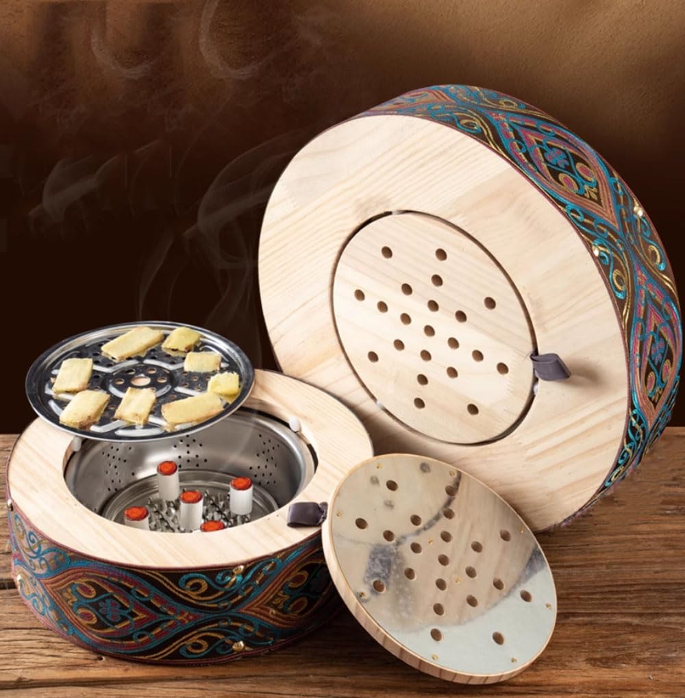 LANYANZI Smokeless Moxa Cone Burner Box – Wood Moxibustion Stool for Hips & Abdomen