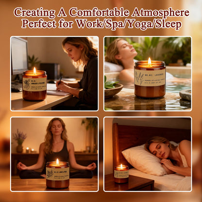 Large 9 oz Scented Candle Gift Set – 10% EO, Amber Jars (4-Pack)