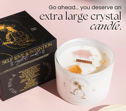 Large Crystal Candles for Women – 12oz Soy Wood Wick, Crackling Luxury Aromatherapy