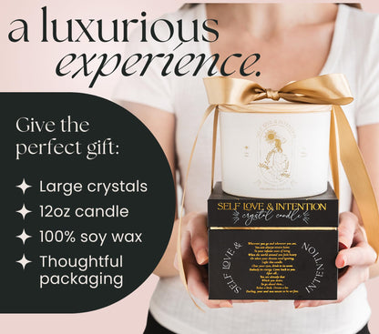 Large Crystal Candles for Women – 12oz Soy Wood Wick, Crackling Luxury Aromatherapy