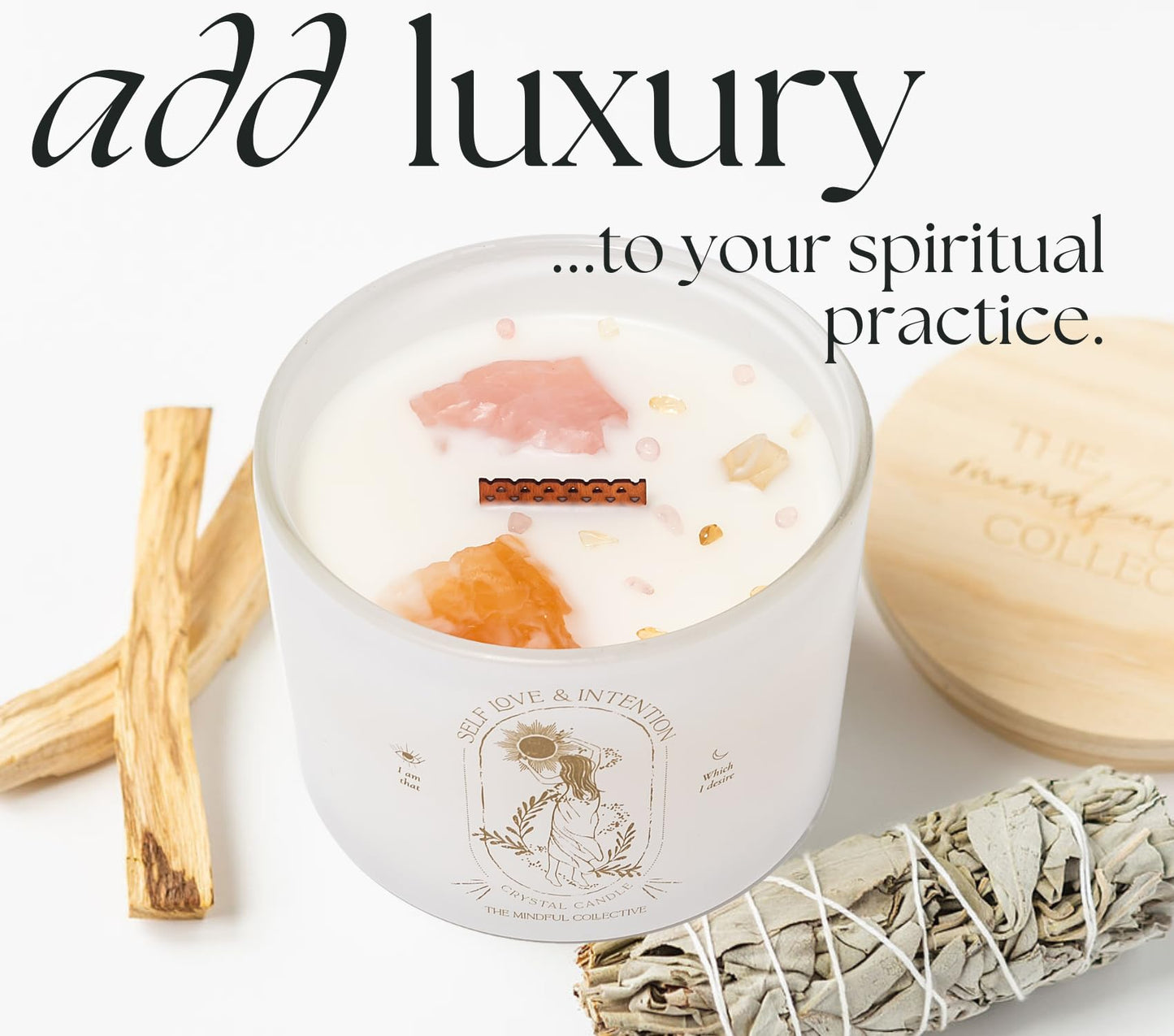Large Crystal Candles for Women – 12oz Soy Wood Wick, Crackling Luxury Aromatherapy