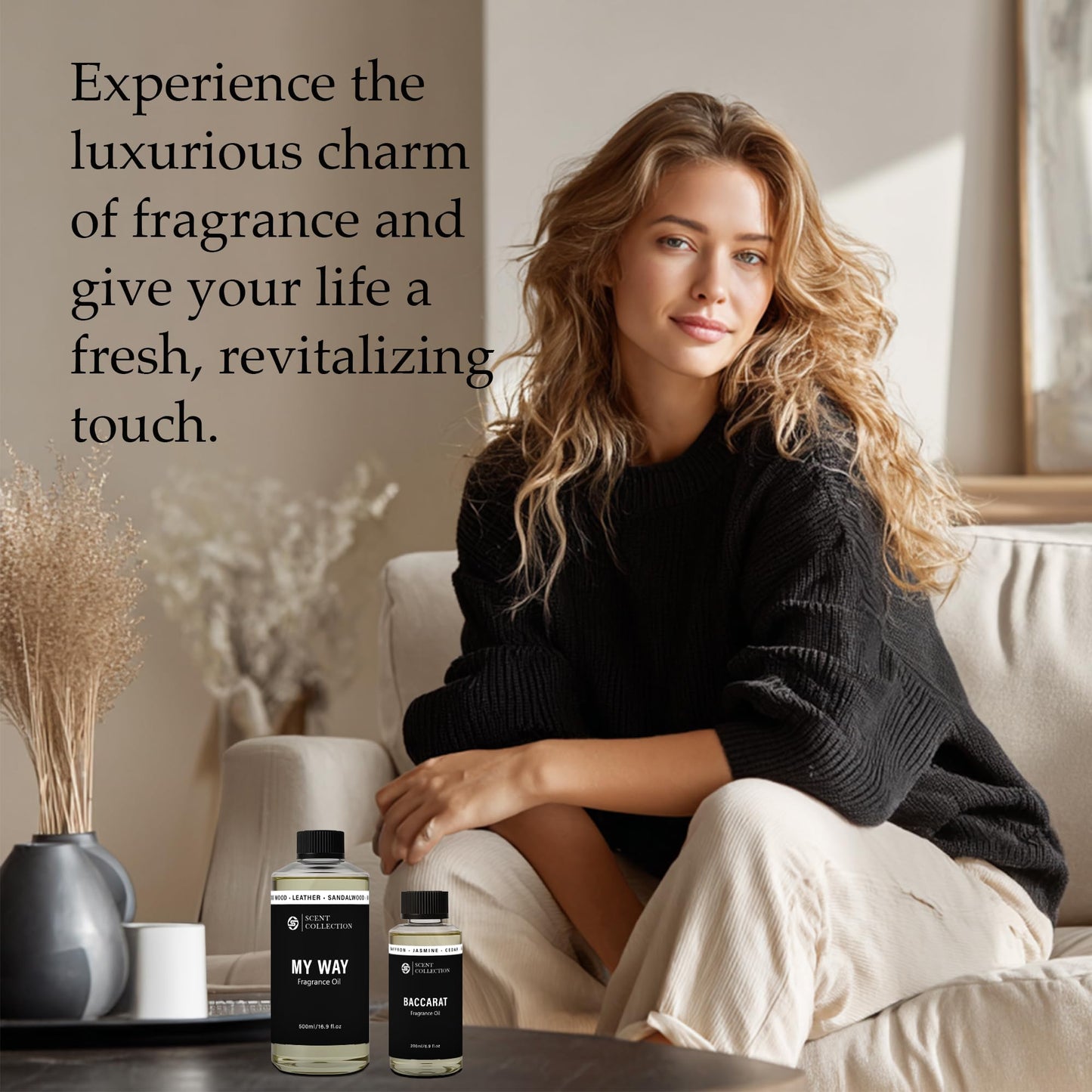 Luxury Hotel Santal Diffuser Oil – Waterless, Non-Toxic 500ml/16.9oz Refill for Large Rooms | Car & Home Aromatherapy