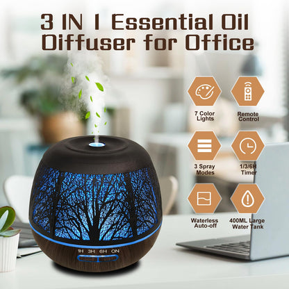 Essential Oil Diffuser 400ml with Remote – Large Room Ultrasonic Humidifier