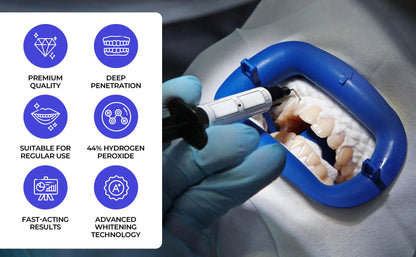 LaserGlow Professional Teeth Whitening Gel 44% Hydrogen Peroxide – Dual Barrel Syringe