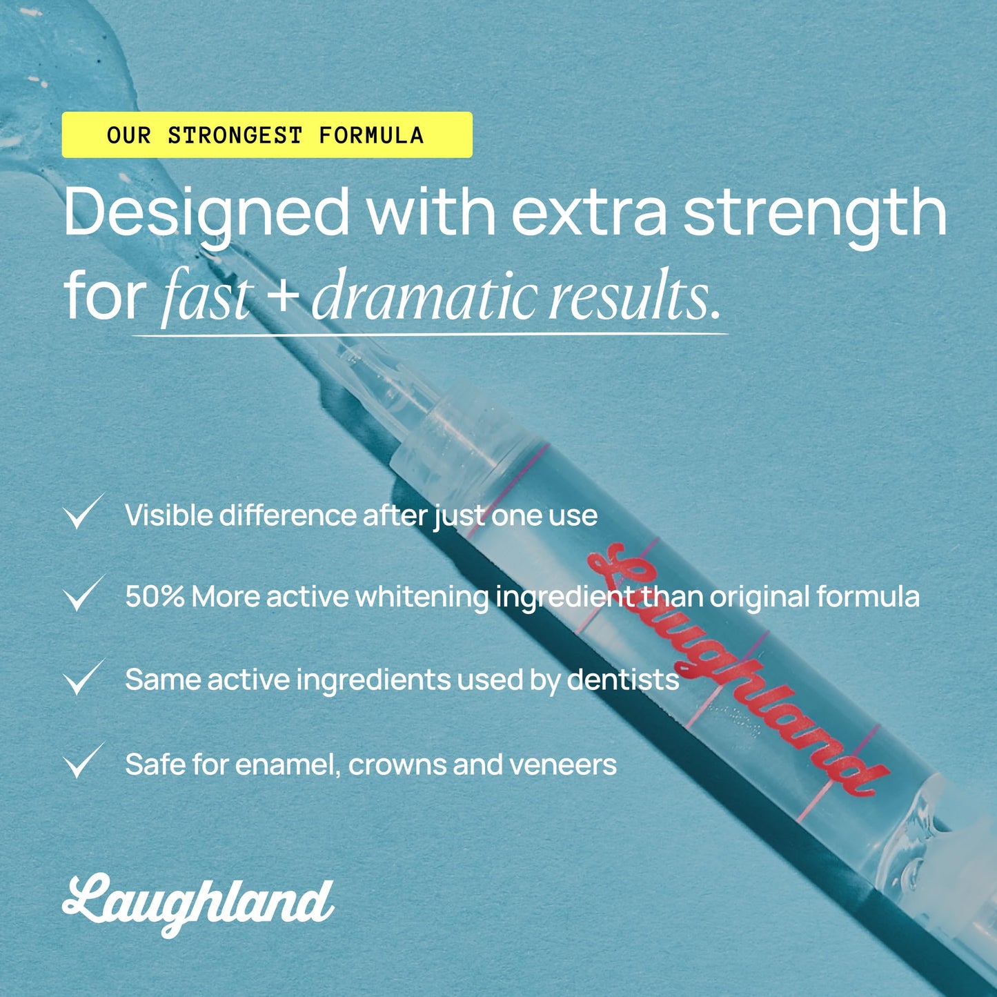 Laughland Super Strength Teeth Whitening Gel 3 Pack – 11% Hydrogen Peroxide, Mint, Glycerin & Aloe | At-Home Dental Care