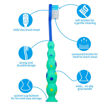Lauwell 12-Piece Toddler Toothbrush Pack – Soft Bristles, Covers & Suction Cup