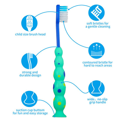 Lauwell Toddler Toothbrush Pack – 36 Soft Bristle Animal Brushes with Covers & Suction Cup