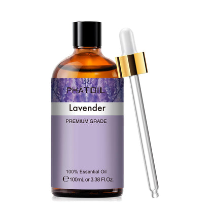 Lavender Essential Oil 3.38 fl oz (100 ml) | PHATOIL Aromatherapy for Diffuser, Humidifier | DIY Soap, Candle & Bath Bombs