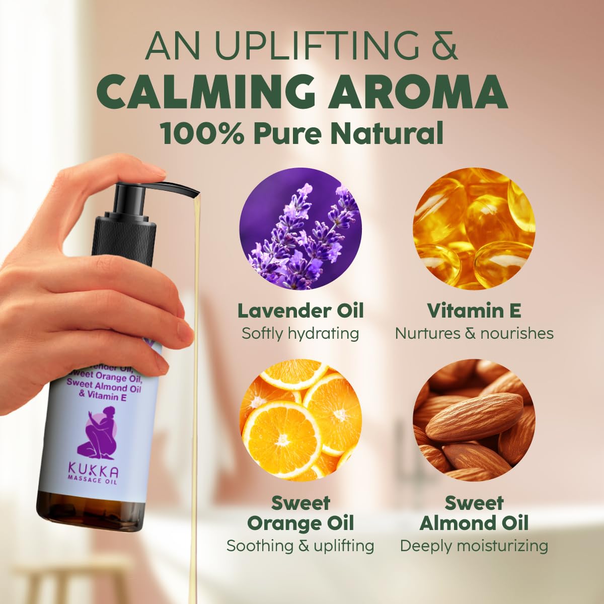 KUKKA Aromatherapy Massage Oil for Sore Muscles Non-Greasy All Skin Types