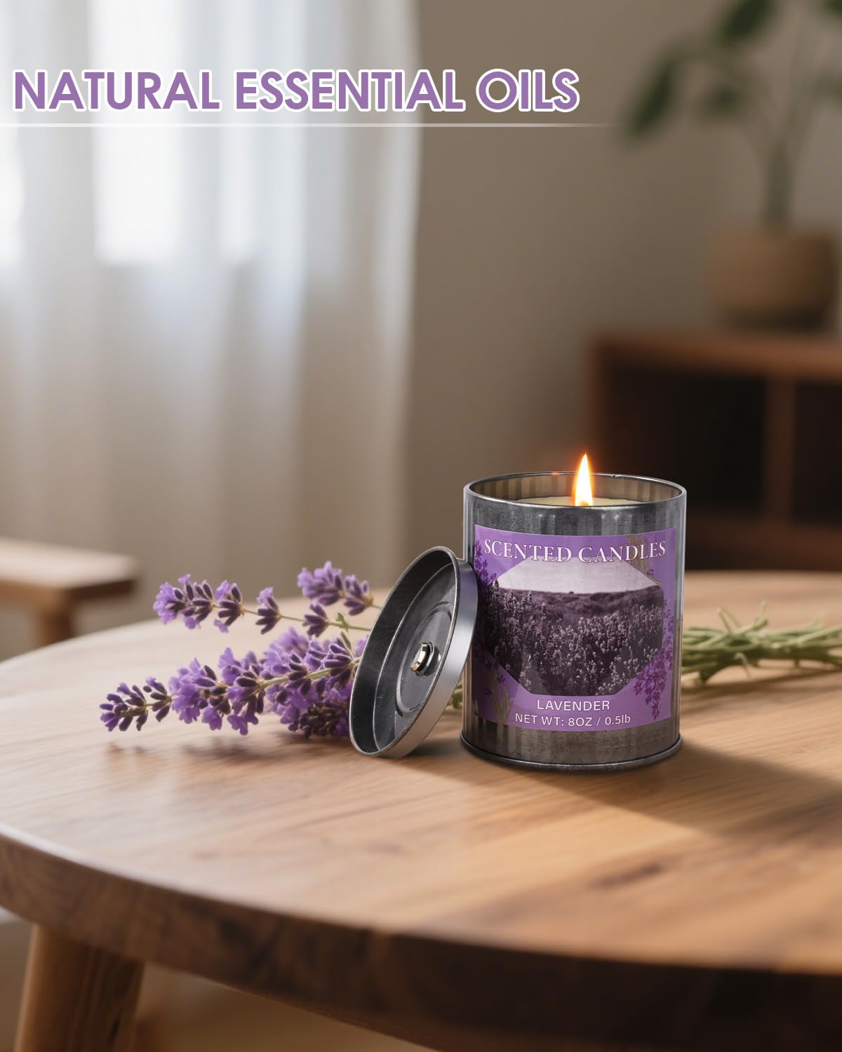8oz Lavender Soy Candle – 50H, Gift Box | Home Scented Candles