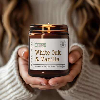 White Oak Vanilla Scented Candle | All Natural Soy Wax, Handmade in USA