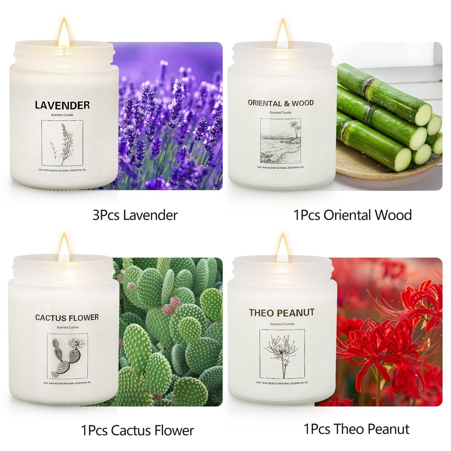 Lavender Candle Gift Set – 6-Pack, Natural Soy Wax Candles