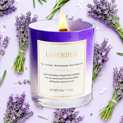 Lavender Candle Gift Set – 2 Pack Wood Wick Soy Candles with Gift Boxes