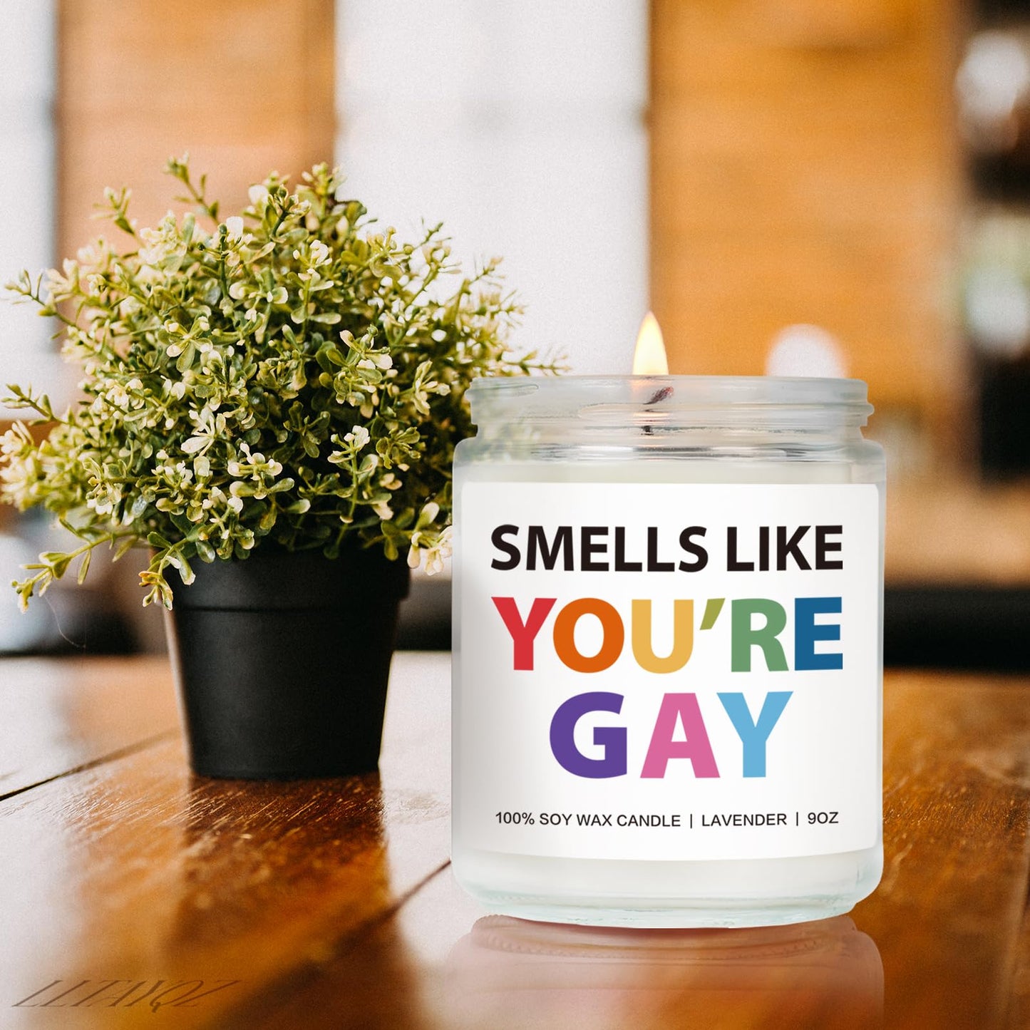 Funny Scented Candle Gift for Gay Men – Lavender Pride Candle 9oz