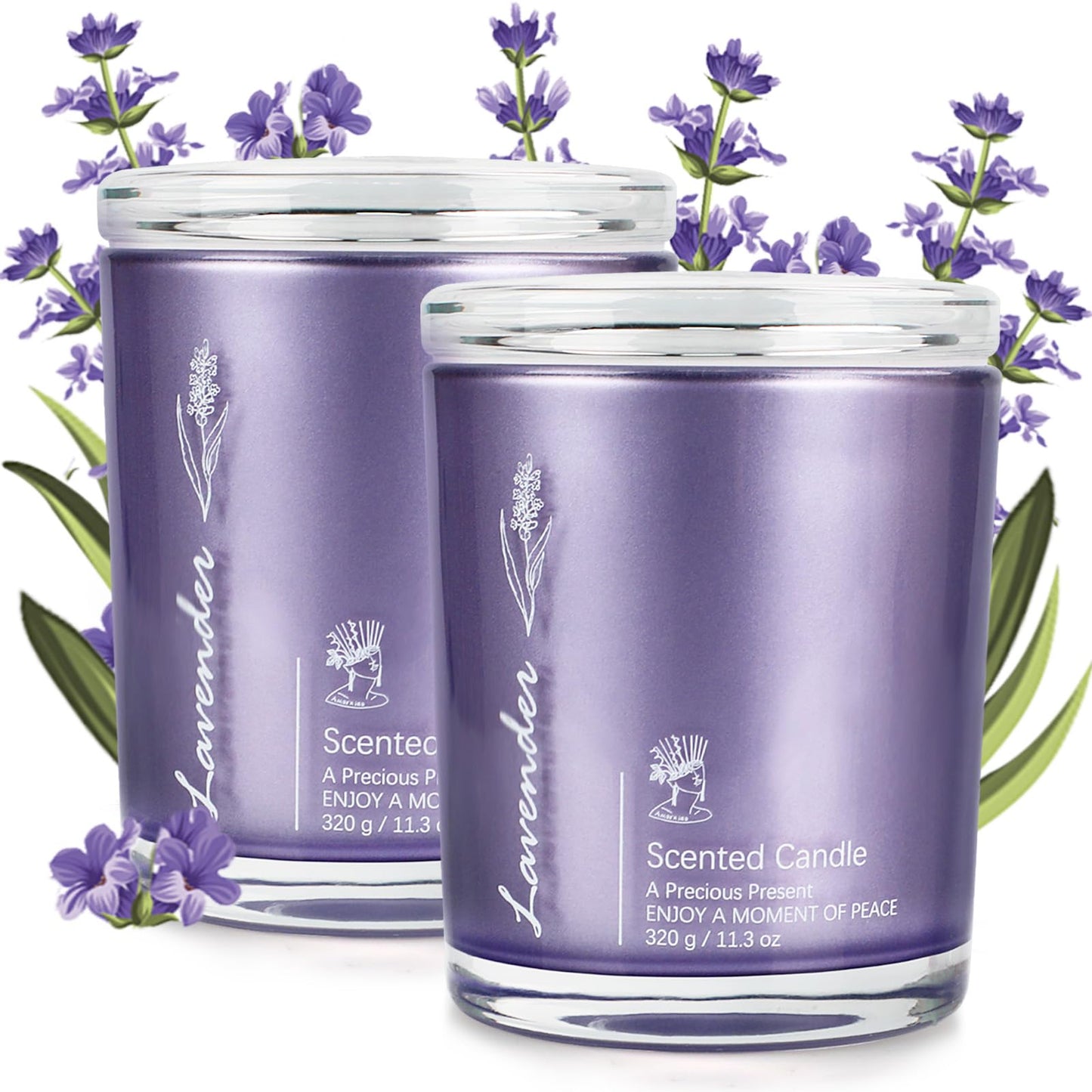 Lavender Candles 2-Pack - 23oz Large Jar Aromatherapy Gift
