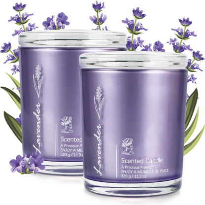 Lavender Candles 2-Pack - 23oz Large Jar Aromatherapy Gift