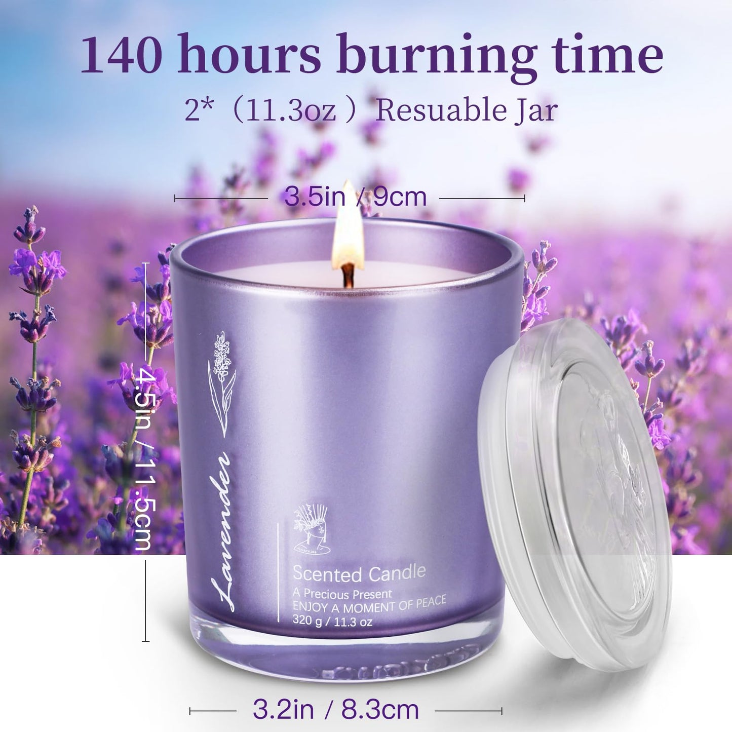 Lavender Candles 2-Pack - 23oz Large Jar Aromatherapy Gift