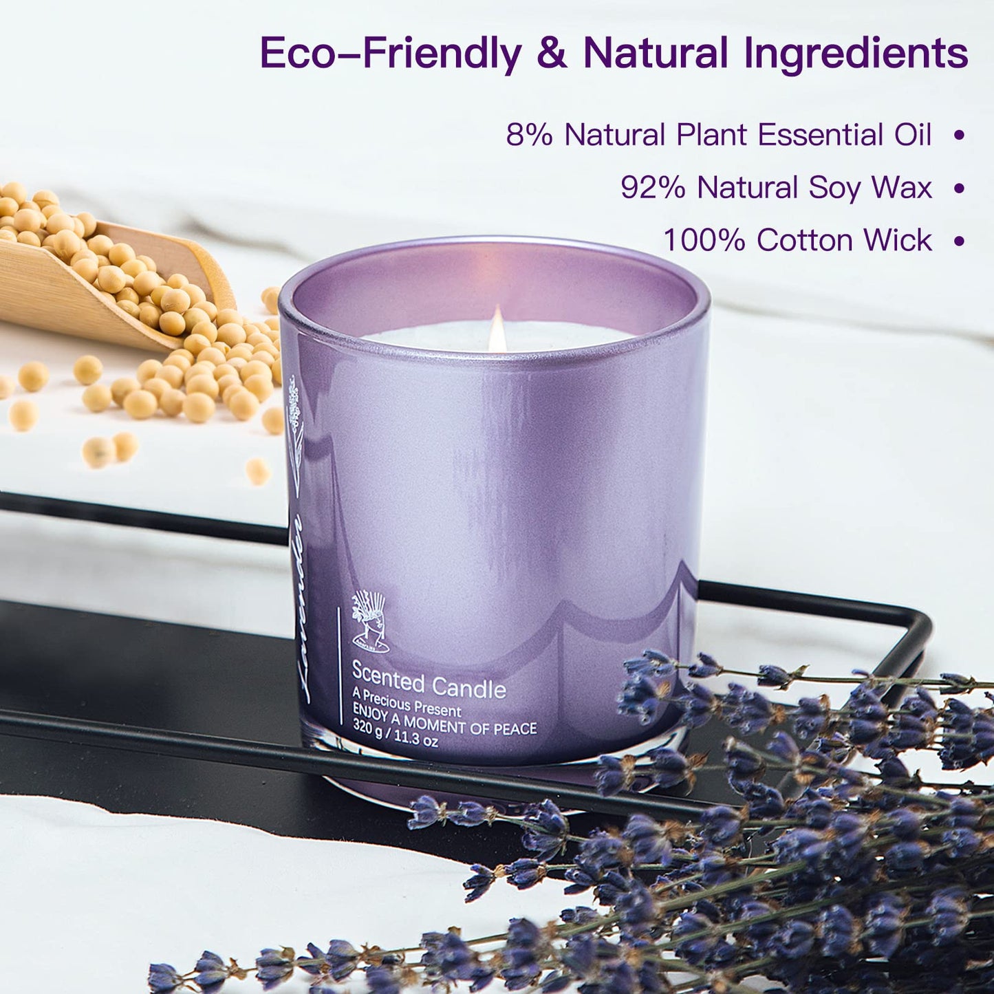 Lavender Candles 2-Pack - 23oz Large Jar Aromatherapy Gift