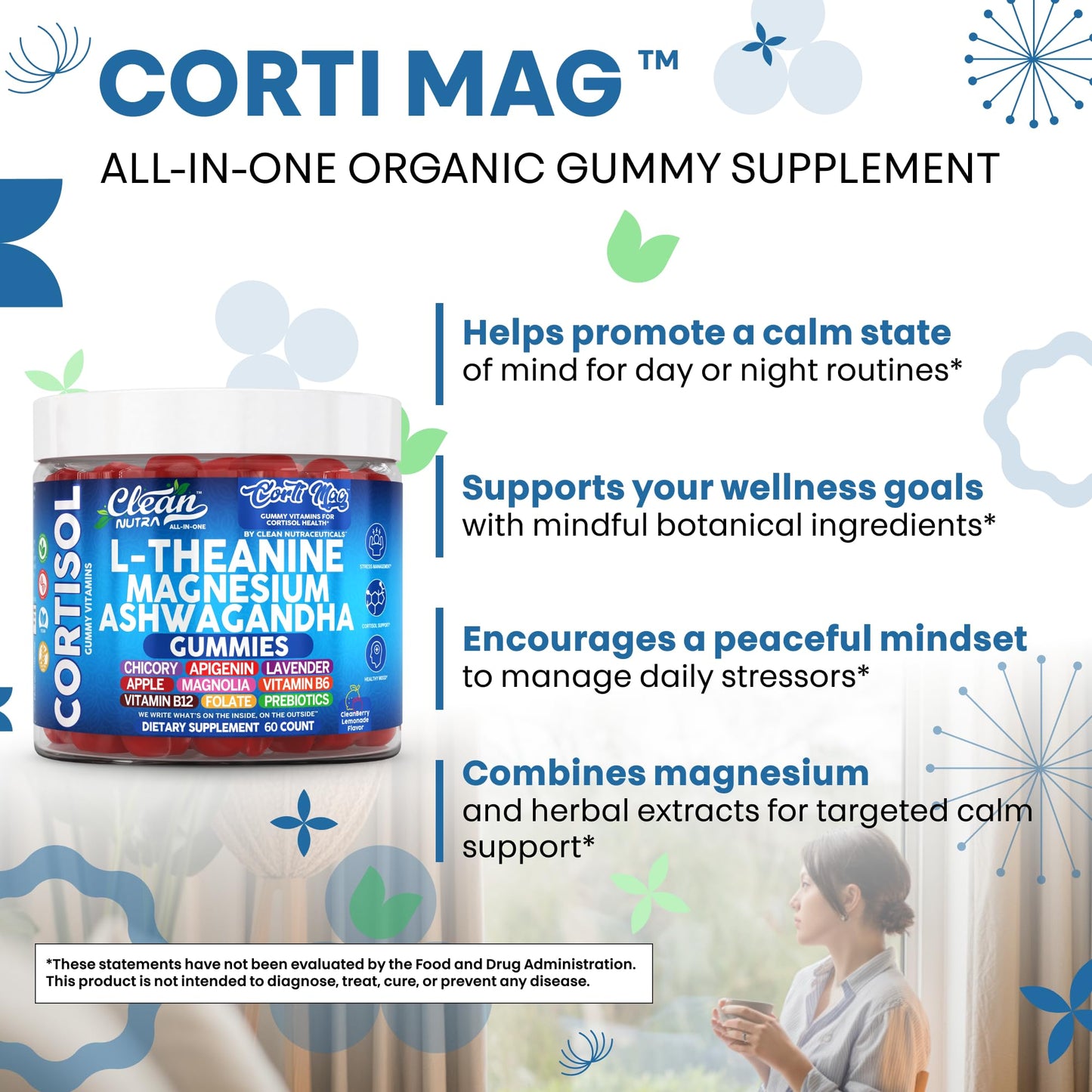 Clean Nutra Cortisol Gummies – L-Theanine, Magnesium & Ashwagandha
