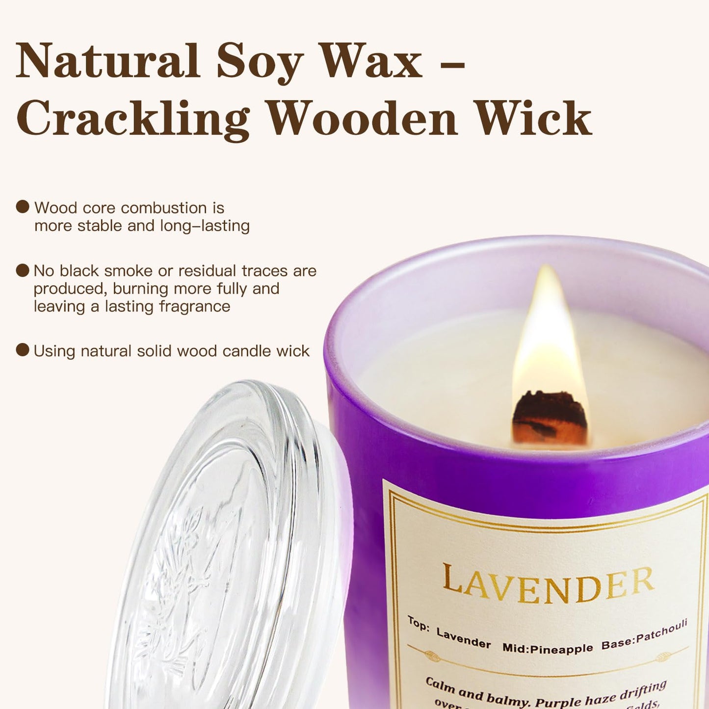 Lavender Candle Gift Set – 2 Pack Wood Wick Soy Candles with Gift Boxes