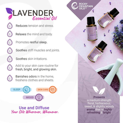 Rocky Mountain Oils Organic Lavender Essential Oil - 15ml | 100% Pure USDA Certified