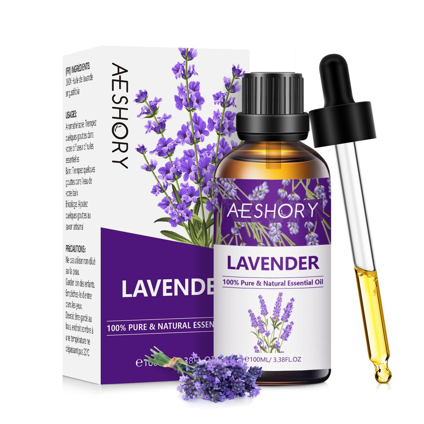 Lavender Essential Oil 3.38 fl oz (100 ml) | Aromatherapy Diffuser & Massage Oil