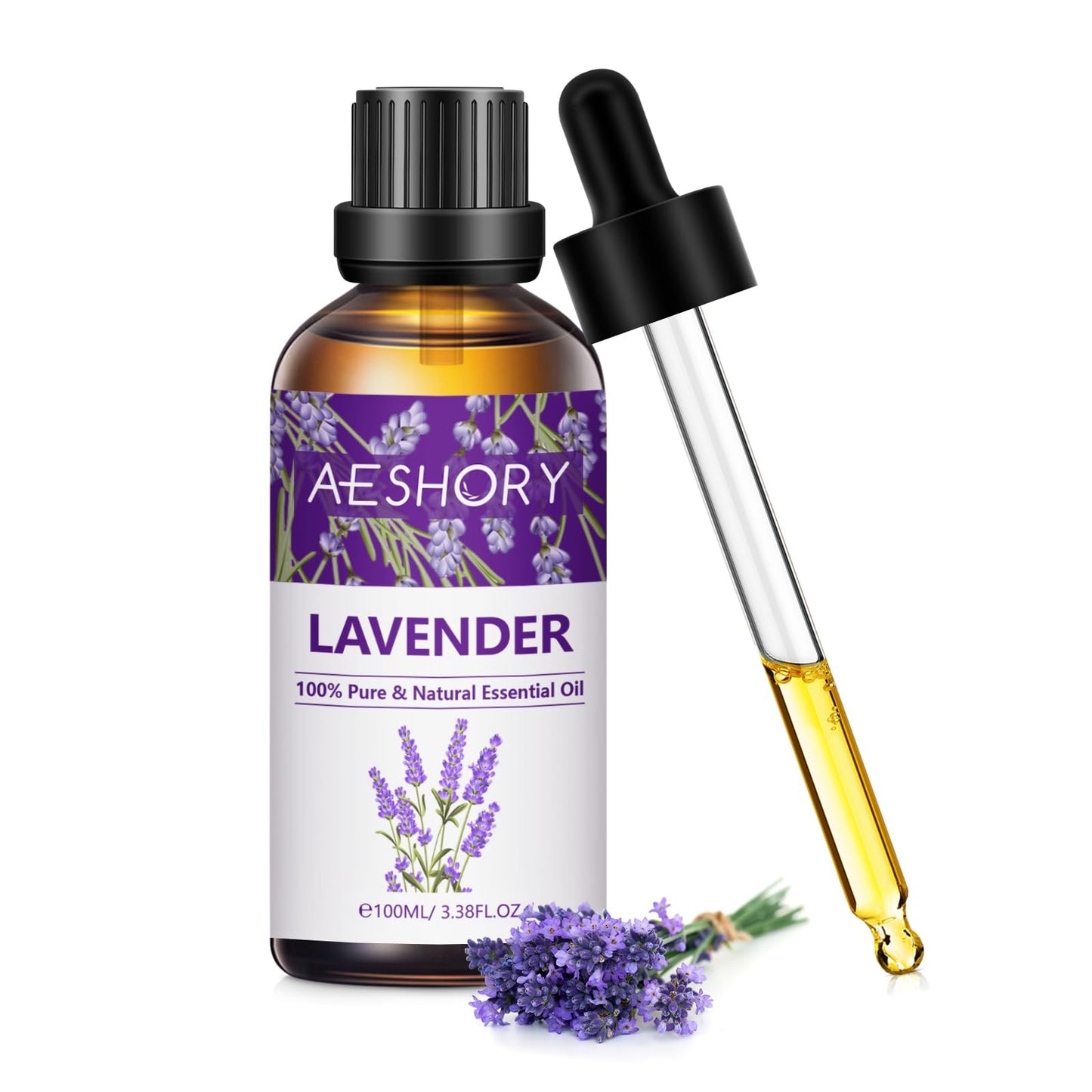 Lavender Essential Oil 3.38 fl oz (100 ml) | Aromatherapy Diffuser & Massage Oil