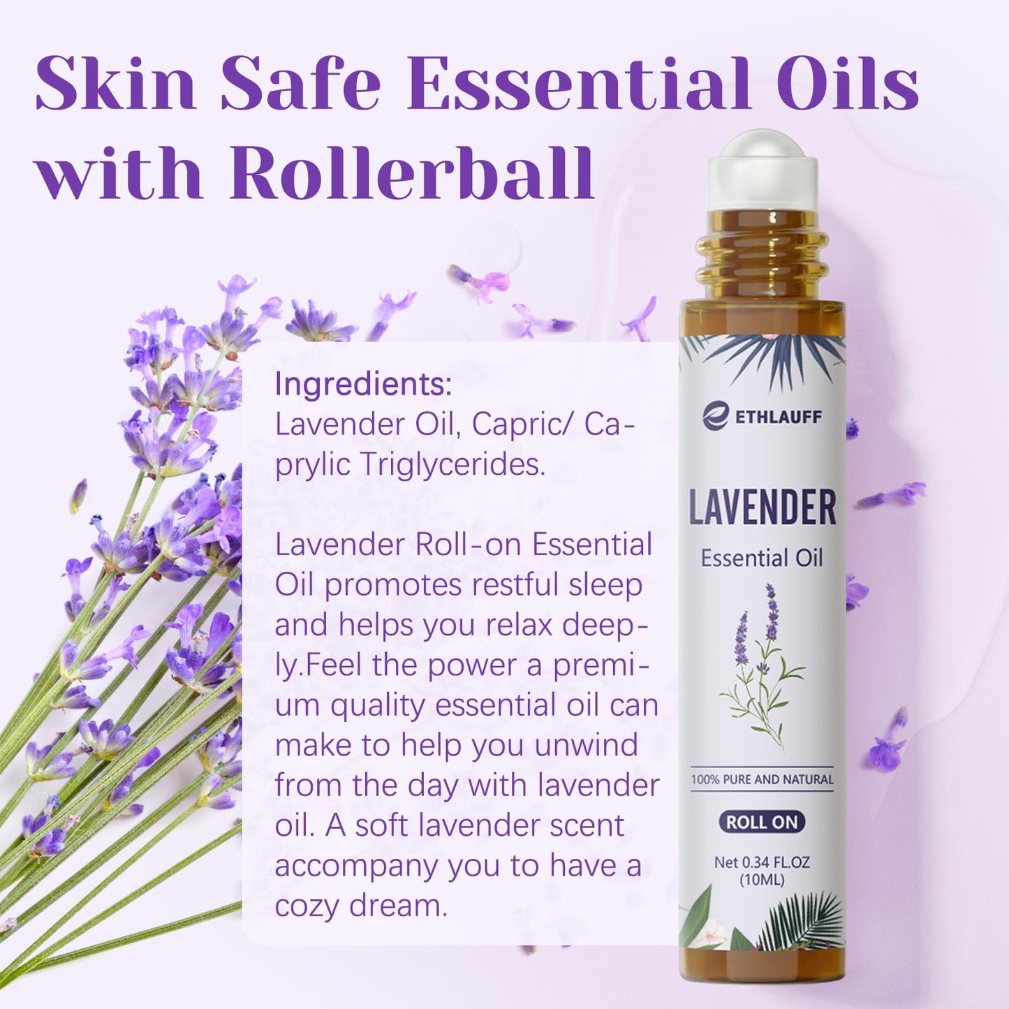 Lavender Essential Oil Roll-On (10 mL) for Sleep & Relaxation | Lavender Touch