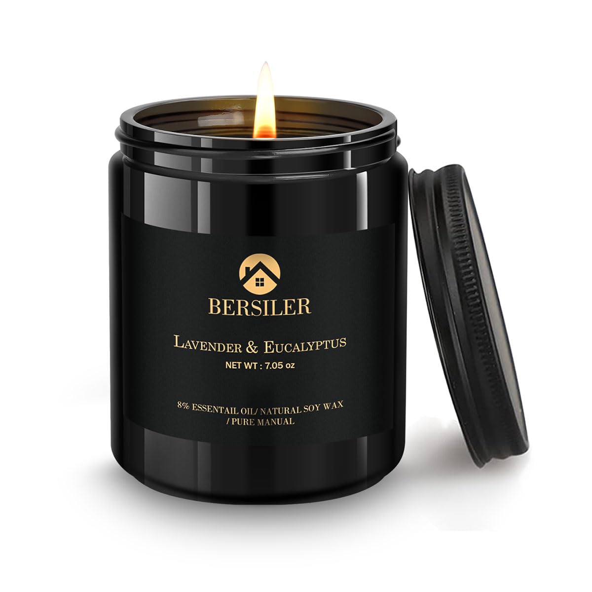 Lavender Eucalyptus Scented Candles – Black Box Gift for Men