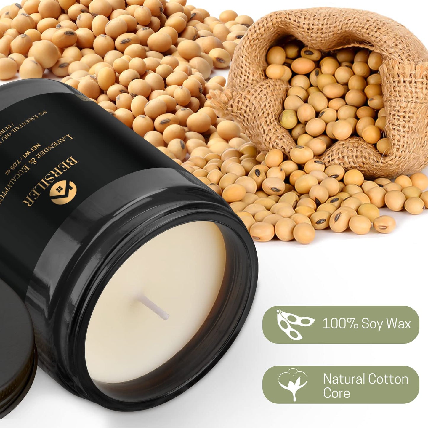 Lavender Eucalyptus Scented Candles – Black Box Gift for Men