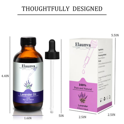 Lavender Essential Oil - 4 fl oz (118 ml) | 100% Pure & Natural for Aromatherapy, Diffusers, DIY Candles & Soaps