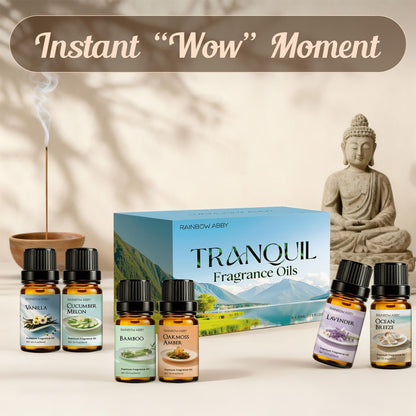 RAINBOW ABBY Tranquil Fragrance Oil Set – 6×10 ml for Candles, Soaps & Diffusers
