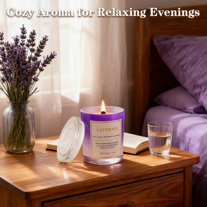 Lavender Candle Gift Set – 2 Pack Wood Wick Soy Candles with Gift Boxes