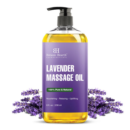 Lavender Massage Oil with Pure Lavender – Botanic Hearth (8 oz) Unscented, Quick Absorption