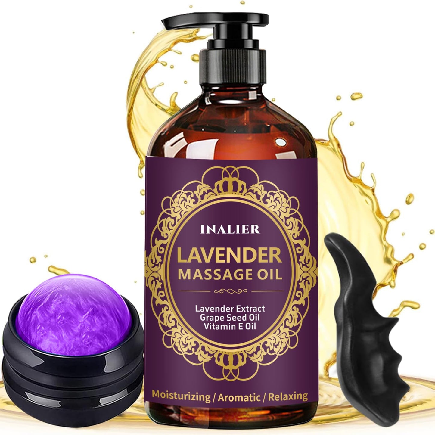 Lavender Massage Oil with Roller Ball – Soothing Spa Massage Oil for Men & Women