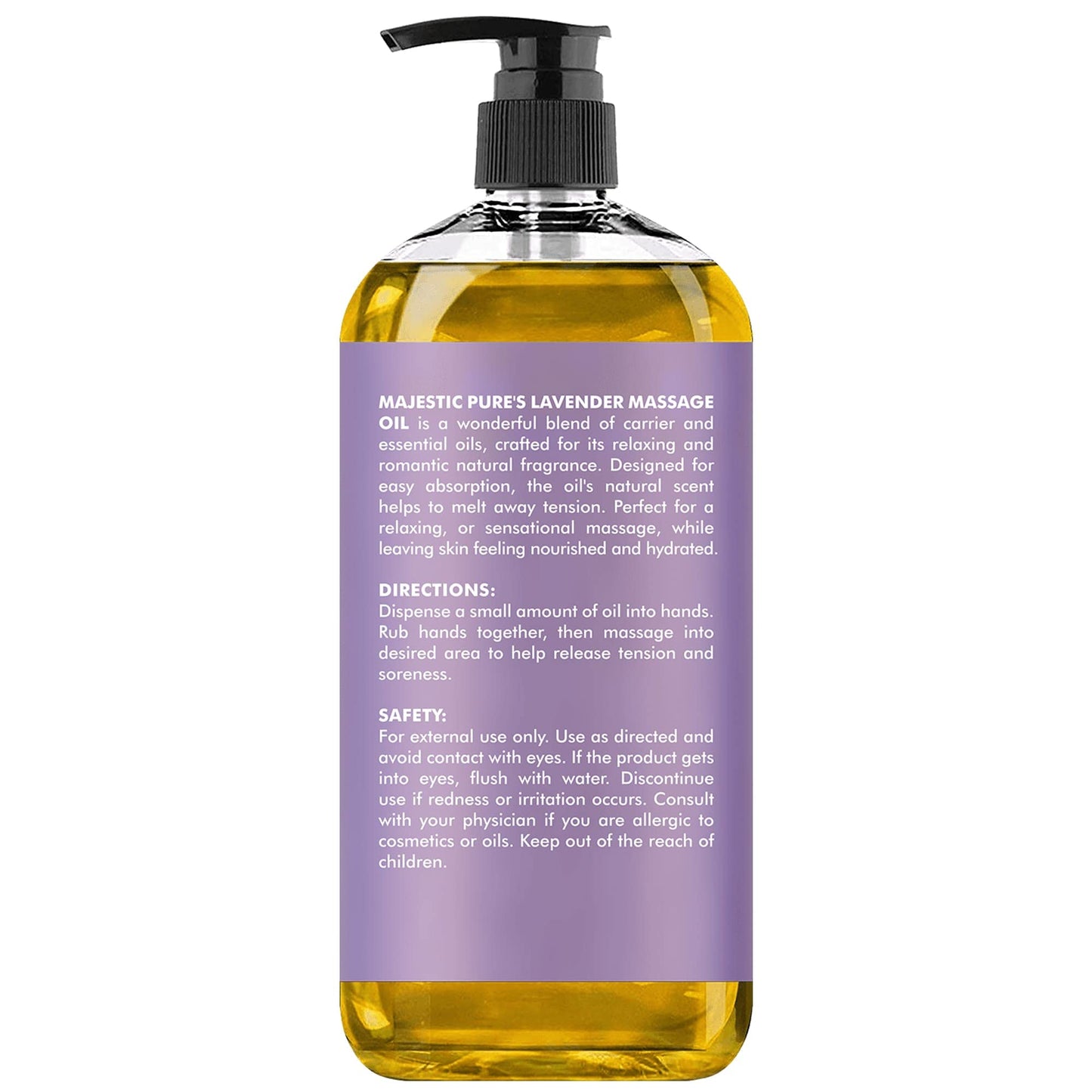 MAJESTIC PURE Lavender Massage Oil - 8 oz | Relaxing & Natural Oils for Massage Therapy
