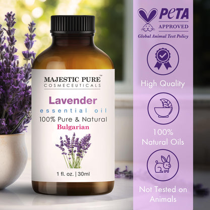 Majestic Pure Lavender Essential Oil - 100% Pure & Natural, 1 Fl Oz