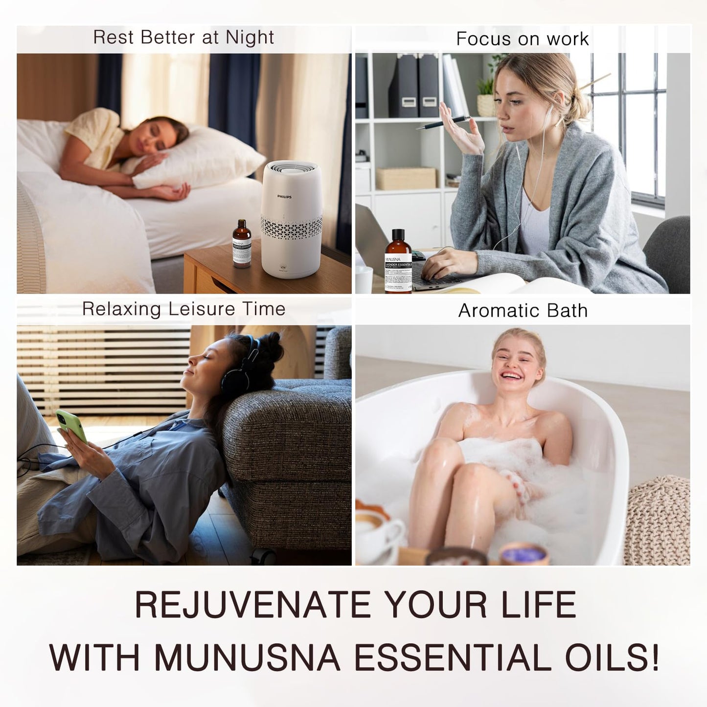 MUNUSNA Lavender Essential Oil, Pure & Natural Lavender Oil 100ML, Premium Grade Essential Oils for Hair, Body, Skin, Aromatherapy Diffuser, Meditation, Massage, Home, Candle, Soap, Bath Bombs Making