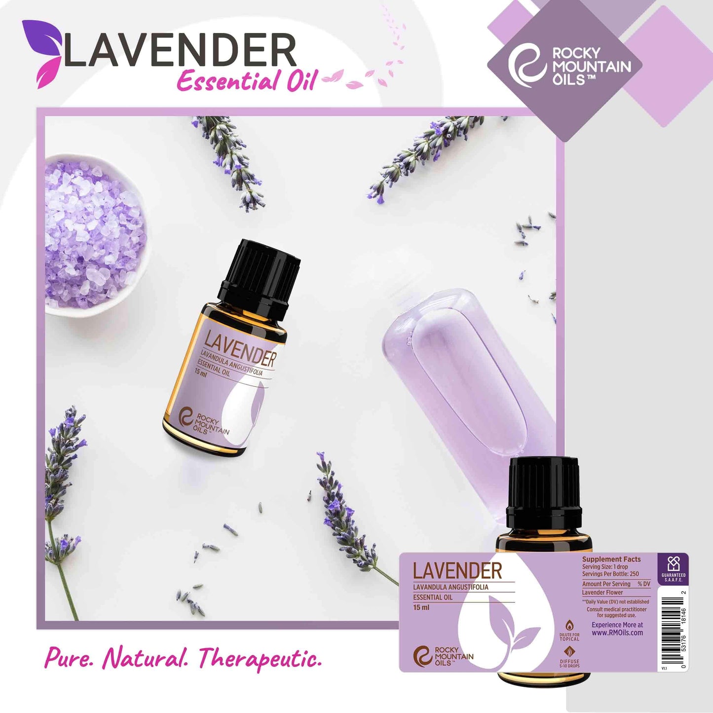 Rocky Mountain Oils Organic Lavender Essential Oil - 15ml | 100% Pure USDA Certified