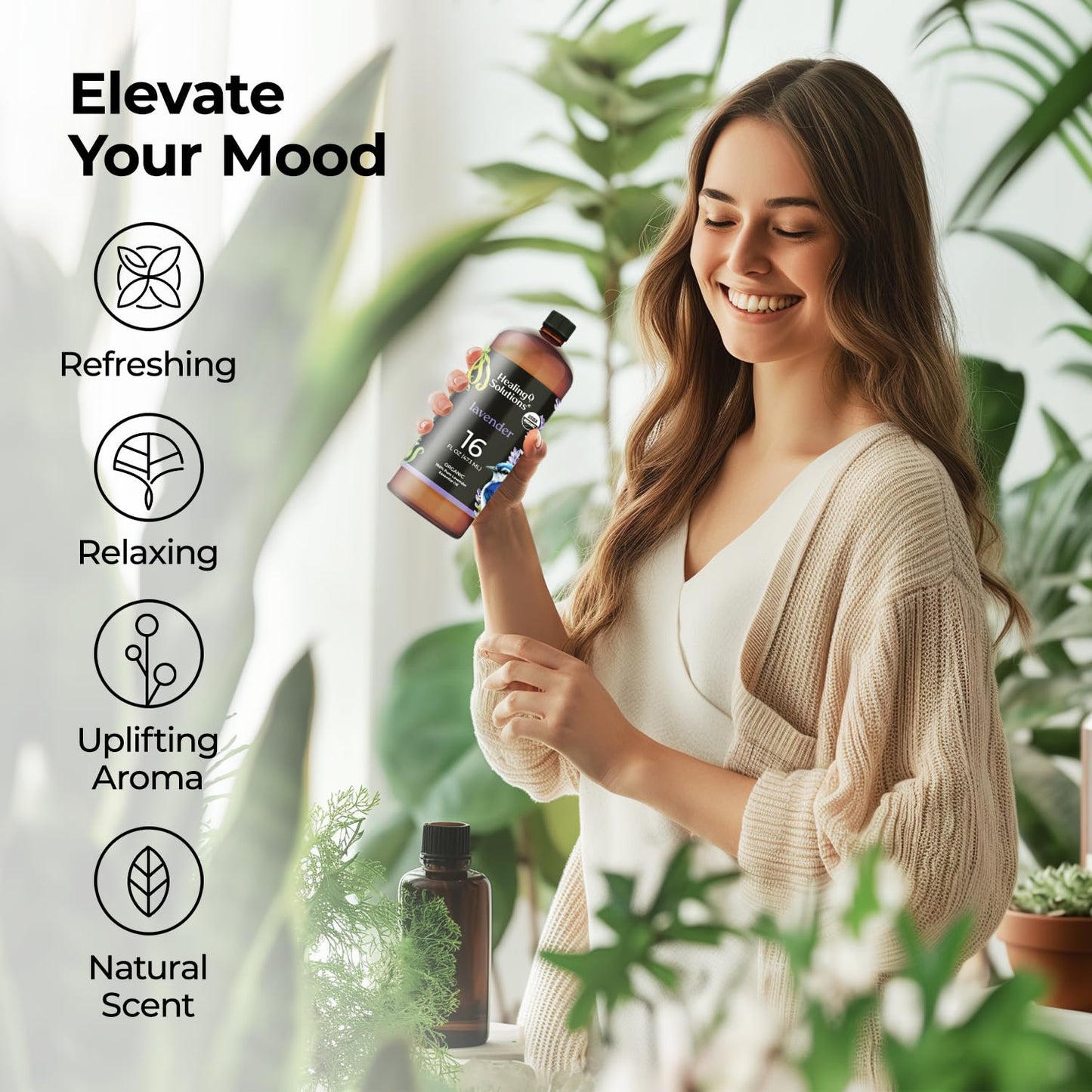 Healing Solutions Organic Lavender Essential Oil 16oz Bulk - Lavender Oil for Skin, Cleaning & Diffuser